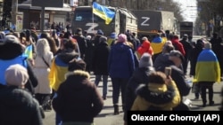 Протесты в Херсоне против российской оккупации, май 2022 года